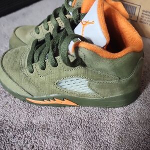 Jordan 5 Olive Green and Orange Sneakers